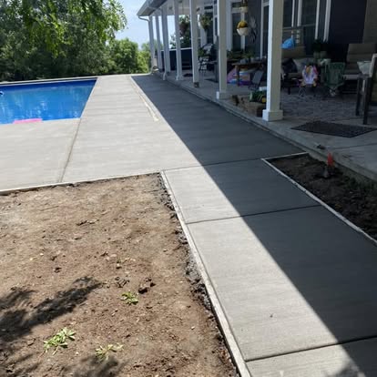 Concrete pool deck and patio surround